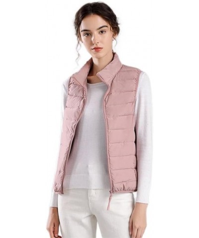 Winter Puffer Vest Women Lightweight Sleeveless Down Vest Stand Collar Womens Vests Outerwear Zip up Padded Gielt Pink $19.50...