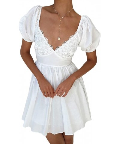 Womens Sexy Corset Mini Dress Spaghetti Strap Bodycon Dress Y2k Low Cut Flowy Short Dress Party Going Out Dresses P White $9....