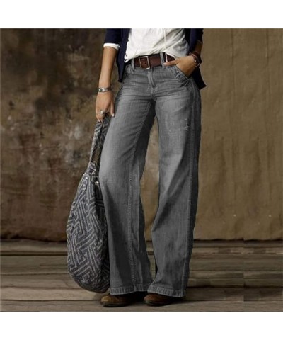 Mid Waist Retro Jeans for Womens Fashion Vintage Baggy Jeans Casual Loose Retro Wide Leg Denim Pants with Pockets (3X-Large,B...