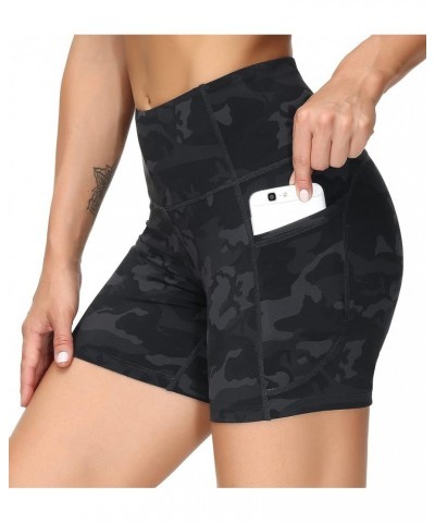 High Waist Yoga Shorts for Women's Tummy Control Fitness Athletic Workout Running Shorts with Deep Pockets Black Camo $11.00 ...