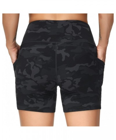 High Waist Yoga Shorts for Women's Tummy Control Fitness Athletic Workout Running Shorts with Deep Pockets Black Camo $11.00 ...