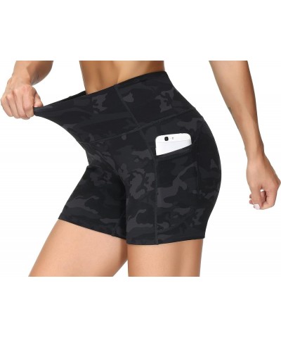 High Waist Yoga Shorts for Women's Tummy Control Fitness Athletic Workout Running Shorts with Deep Pockets Black Camo $11.00 ...