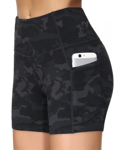 High Waist Yoga Shorts for Women's Tummy Control Fitness Athletic Workout Running Shorts with Deep Pockets Black Camo $11.00 ...