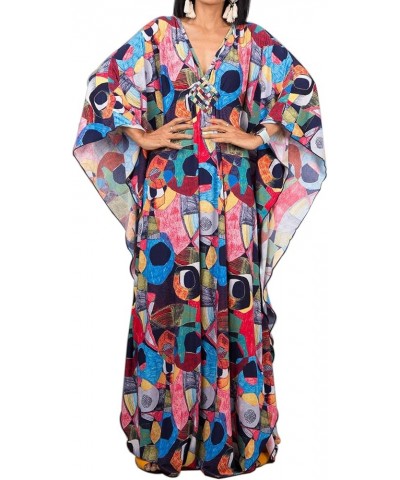 Kaftan Women Dress Plus Size Kaftans Beach Caftan Loose Caftans Swimsuit Cover Up Mumu Dress Casual Long Dress Colorful Paint...