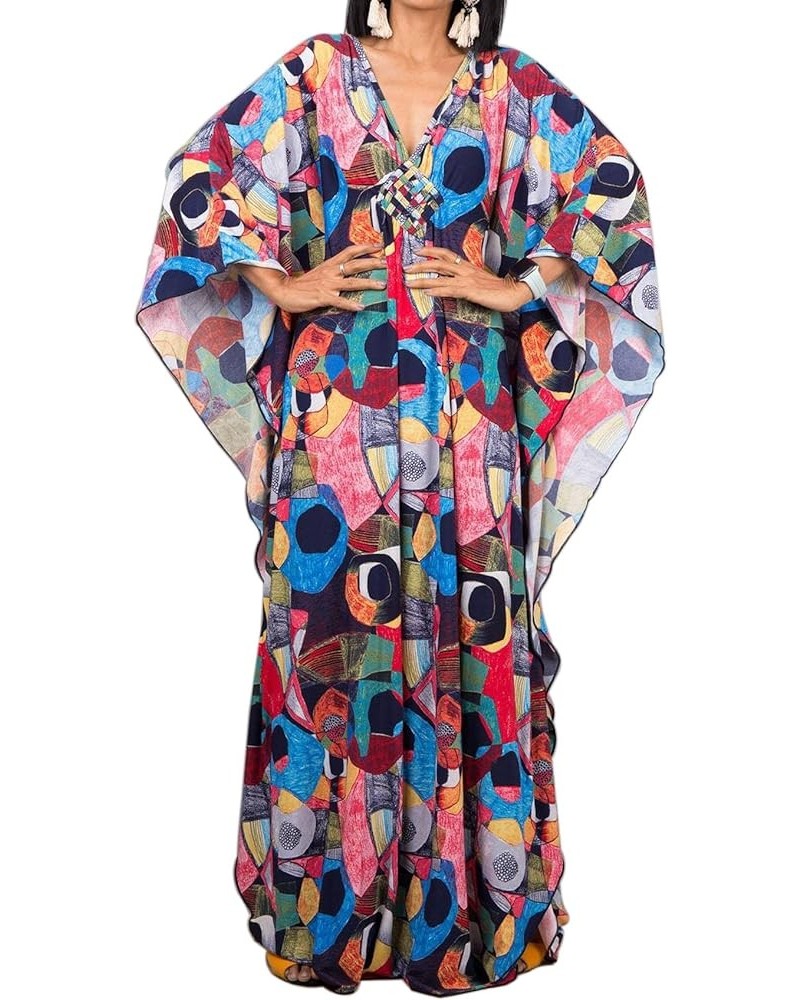 Kaftan Women Dress Plus Size Kaftans Beach Caftan Loose Caftans Swimsuit Cover Up Mumu Dress Casual Long Dress Colorful Paint...