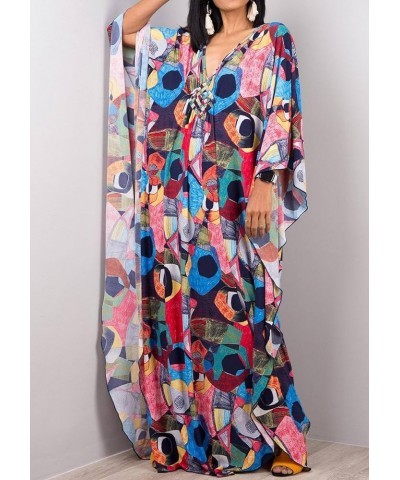 Kaftan Women Dress Plus Size Kaftans Beach Caftan Loose Caftans Swimsuit Cover Up Mumu Dress Casual Long Dress Colorful Paint...