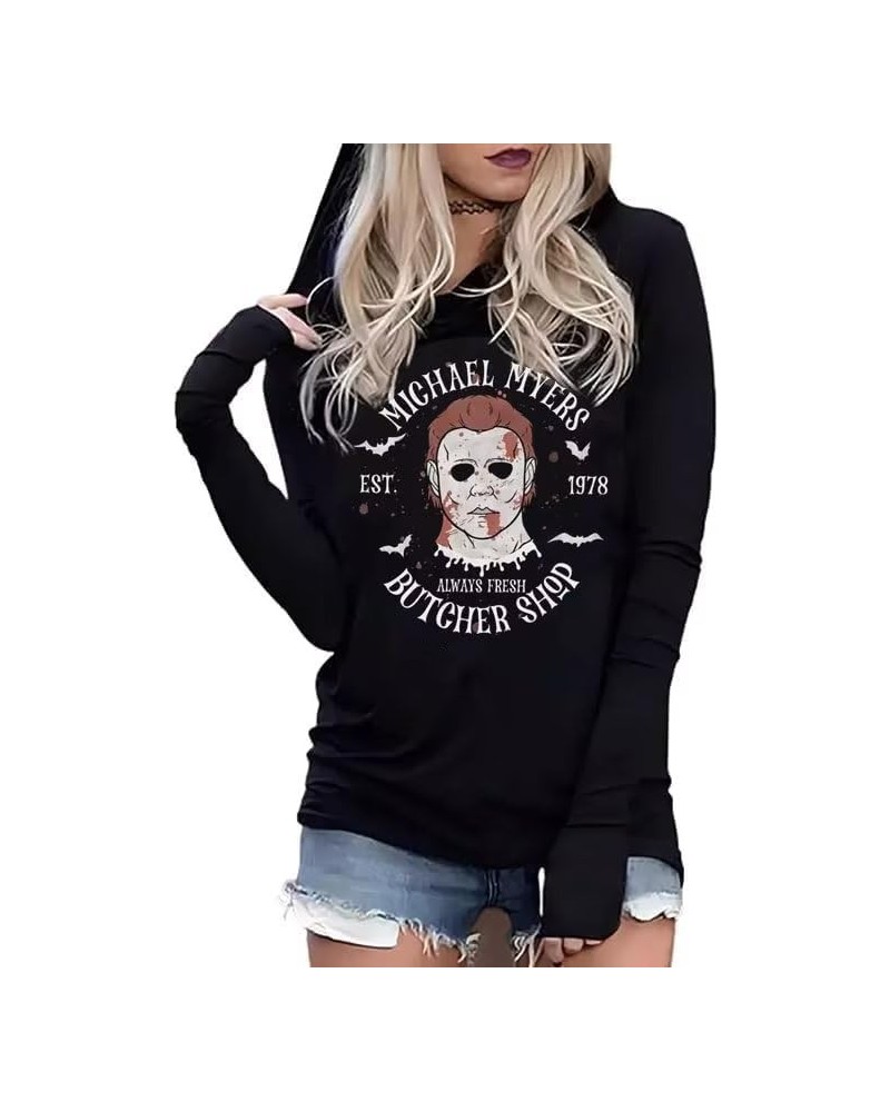 Halloween Gothic Hoodies Tshirt Womens Horror Movie Graphic Pullover Tops Hocus Pocus Casual Fall Long Sleeve Hoodies Black2 ...