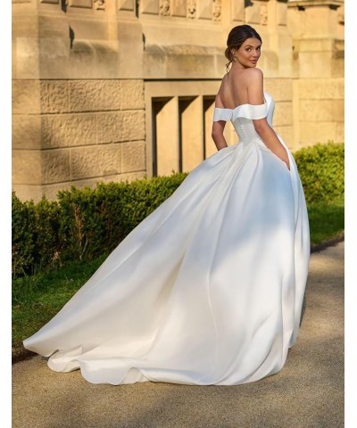 Princess Lace Off Shoulder Wedding Dress for Bride 2023 Long Sleeves Ball Gown Bridal Dresses Cn- Ivory $41.80 Dresses