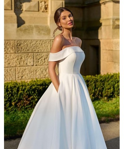 Princess Lace Off Shoulder Wedding Dress for Bride 2023 Long Sleeves Ball Gown Bridal Dresses Cn- Ivory $41.80 Dresses