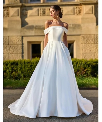 Princess Lace Off Shoulder Wedding Dress for Bride 2023 Long Sleeves Ball Gown Bridal Dresses Cn- Ivory $41.80 Dresses