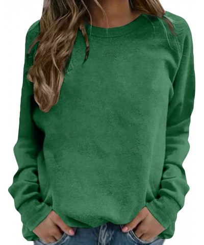 Women's Solid Colour Long Sleeve Pullover Loose Casual Spring and Autumn V Neck Tops Fashion Sweatshirt 1-green $8.69 Activewear