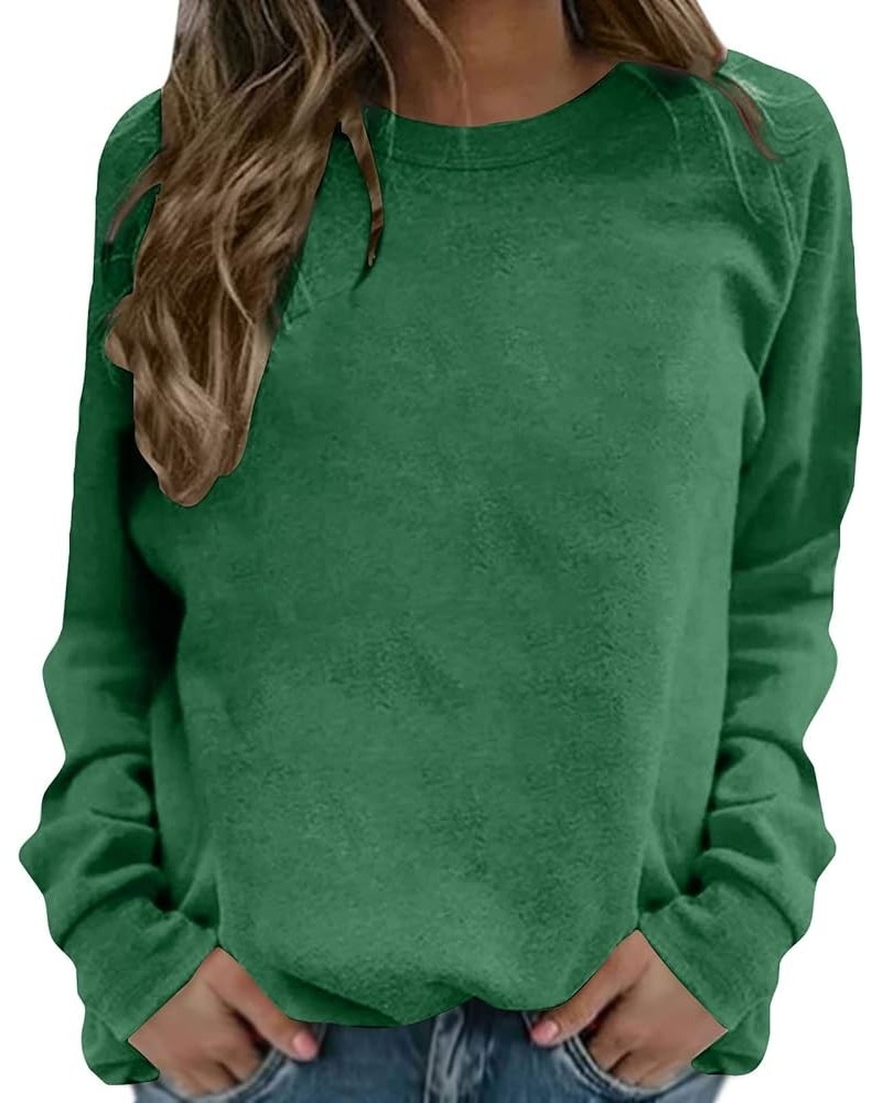 Women's Solid Colour Long Sleeve Pullover Loose Casual Spring and Autumn V Neck Tops Fashion Sweatshirt 1-green $8.69 Activewear