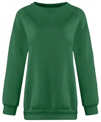 Women's Solid Colour Long Sleeve Pullover Loose Casual Spring and Autumn V Neck Tops Fashion Sweatshirt 1-green $8.69 Activewear