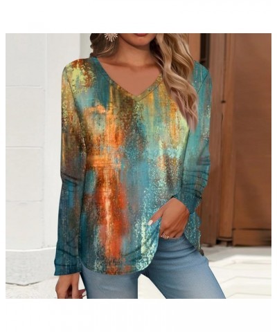 Spring Tops for Women 2024 Trendy V Neck Long Sleeve Shirts Plus Size Tunics Ladies Dressy Casual Blouses Boho A Orange $8.97...