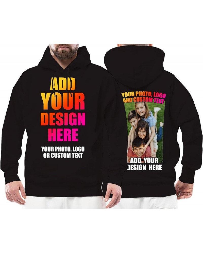 Design Your Own Custom 2 Sided Front & Back Printed Hoodie Add Image Text Photo Black Multi Color $23.45 Hoodies & Sweatshirts