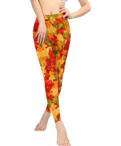 Novelty Women Leggings for Yoga Jogging Sports High Waist Pants Stretch Soft, XS-3XL Size Maple Leaf Pumpkin $14.24 Activewear