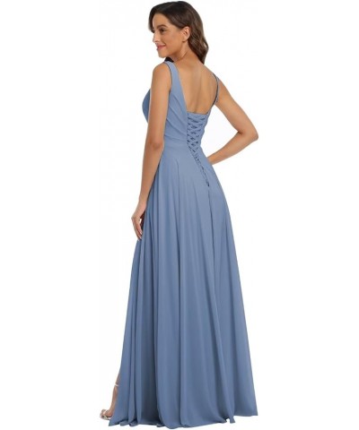 V Neck Chiffon Bridesmaid Dresses with Slit Prom Dress Long A Line Formal Evening Gown Olive Green $28.98 Dresses