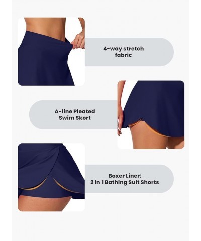 Women's High Waist Swim Skirt Tulip Hem Shirring Swimsuit Bikini Bottom S-XXL Blue Purple $13.55 Swimsuits