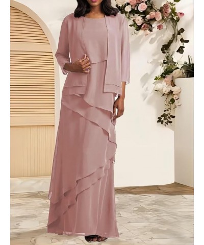 Mother of Bride Dresses with Jacket 2-Pieces Long Mother of The Groom Dress Ruffle Chiffon Formal Evening Gowns Brown $33.00 ...