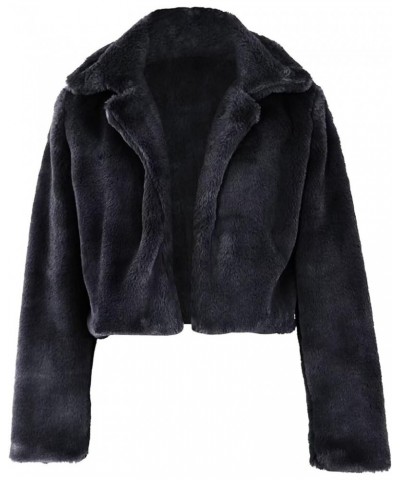 Ladies Fur Coats Fur Coat - A Stylish Winter Essential Faux Fur Cardigan Short Jacket Women's Plush Jacket Black Knight $26.3...