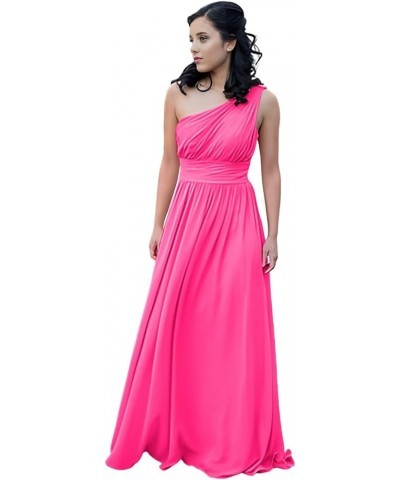 One Shoulder Bridesmaid Dresses for Wedding 2023 Chiffon Long for Women Hot Pink $29.84 Dresses