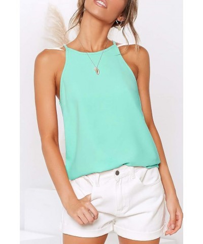 Womens Shirts Sleeveless Summer Beach Halter Neck Tops Casual Basic Tee Shirts Loose Tunic Cami Tank Tops Blouses Mintgreen $...