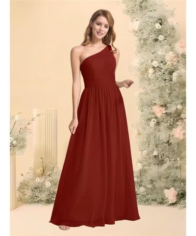 One Shoulder Bridesmaid Dresses for Wedding 2023 Chiffon Long for Women Hot Pink $29.84 Dresses