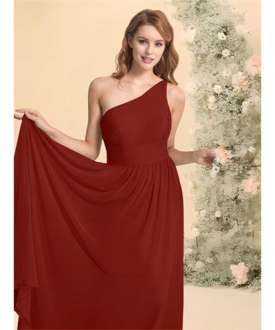 One Shoulder Bridesmaid Dresses for Wedding 2023 Chiffon Long for Women Hot Pink $29.84 Dresses