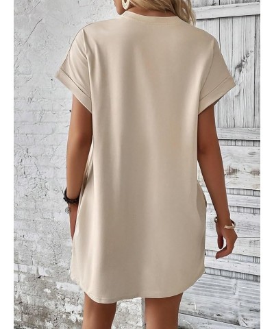 Women's T Shirt Dress Graphic Crew Neck Short Sleeve Tunic Dress Casual Summer Dress with Pocket Graphic Apricot $10.43 Dresses