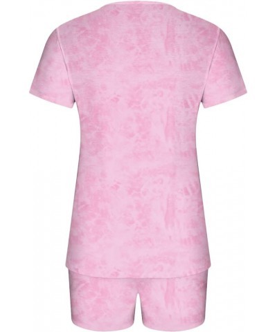 Lounge Sets for Women 2 Piece Short Sleeve Top Shorts Matching Pajama Set Casual Outfits Soft Loungewear Sleepwear 02❉pink $6...