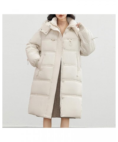 Winter Jacket Women Water-Reprllent Winter Coat Loose Casual Warm Long Sleeve Fleece Lined Parka with Fur Hood 02-white $28.4...