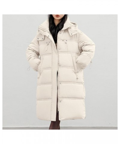 Winter Jacket Women Water-Reprllent Winter Coat Loose Casual Warm Long Sleeve Fleece Lined Parka with Fur Hood 02-white $28.4...