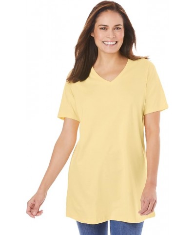 Women's Plus Size Perfect Short-Sleeve V-Neck Tunic Banana $10.73 Tops