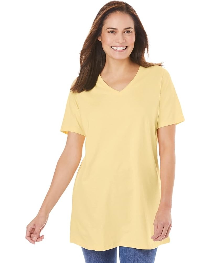 Women's Plus Size Perfect Short-Sleeve V-Neck Tunic Banana $10.73 Tops