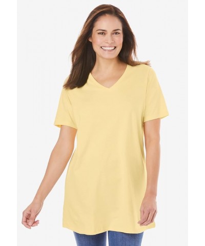 Women's Plus Size Perfect Short-Sleeve V-Neck Tunic Banana $10.73 Tops