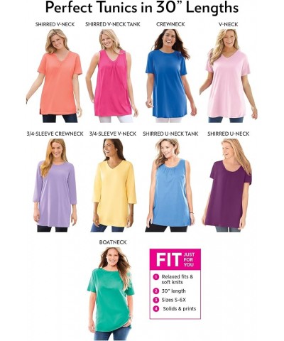 Women's Plus Size Perfect Short-Sleeve V-Neck Tunic Banana $10.73 Tops