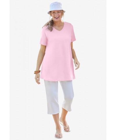 Women's Plus Size Perfect Short-Sleeve V-Neck Tunic Banana $10.73 Tops