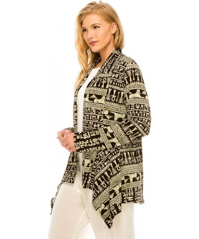 Women's Print Jacket Cardigan - Long Sleeve Printed Mid Cut Printed Sweater W164 Olive $32.12 Sweaters