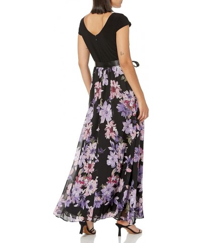 Women's Maxi Chiffon Print Skirt Dress Black Purple Floral $17.86 Skirts