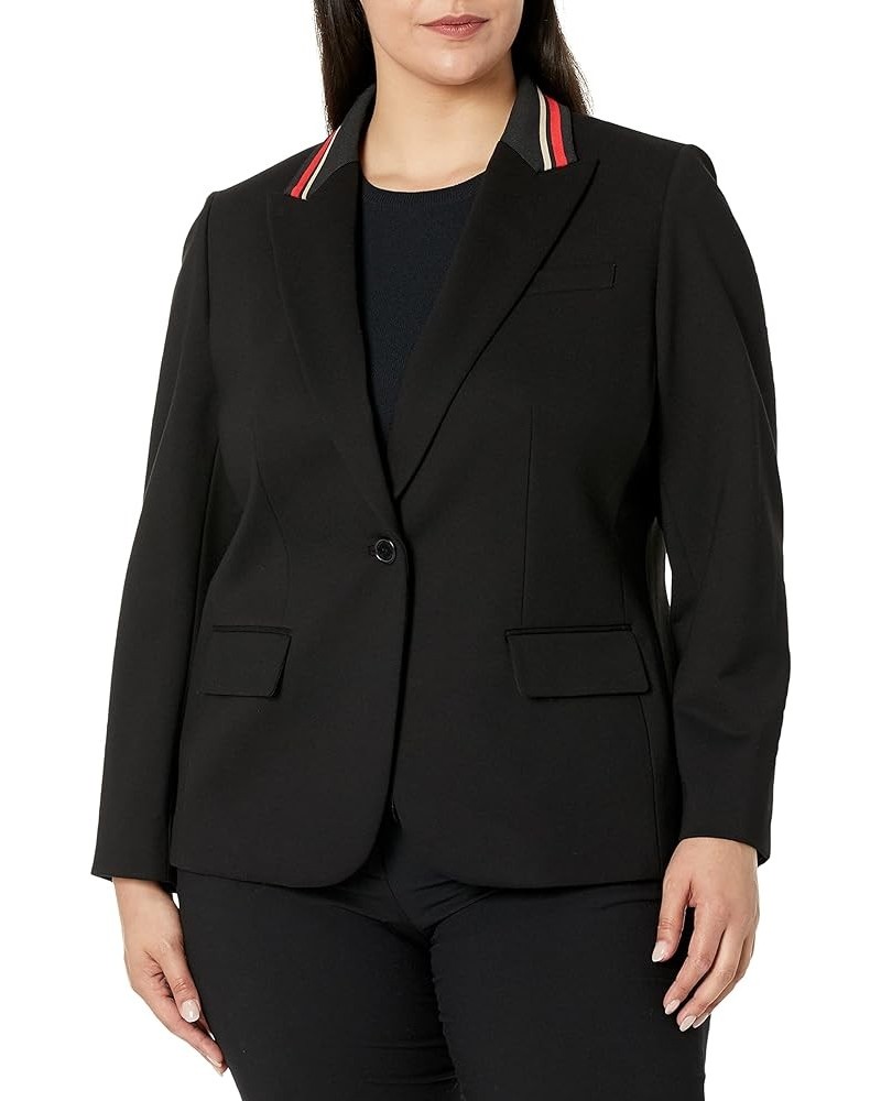 Women's Plus Size Peak Lapel Jacket W/Athletic Collar Black Cherry Black $49.82 Blazers