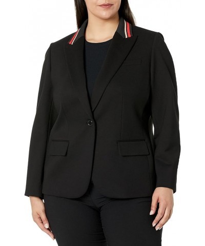 Women's Plus Size Peak Lapel Jacket W/Athletic Collar Black Cherry Black $49.82 Blazers