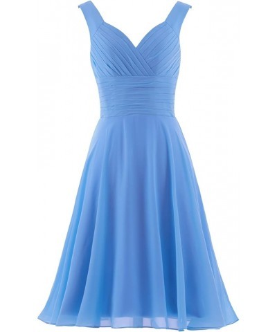 Women's Elegant V-Neck Chiffon Bridesmaid Dresses Short Cocktail Party Dress Pale Blue $28.42 Dresses