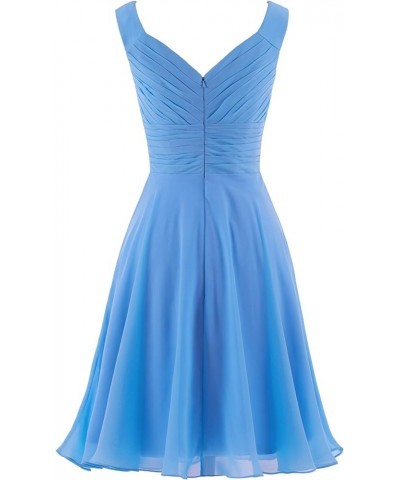 Women's Elegant V-Neck Chiffon Bridesmaid Dresses Short Cocktail Party Dress Pale Blue $28.42 Dresses