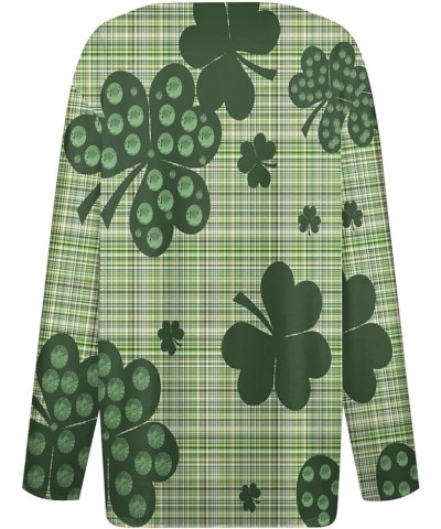 Womens 2024 Spring St. Patrick's Day V Neck Long Sleeve Shamrock Print Tops Fashion Button Down Green T Shirts 16light Green ...