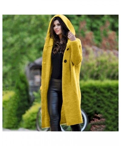 Womens Coats Winter,Women's Double Breasted Long Trench Coat Classic Lapel Slim Sweater Coat Overcoat with Hooded A02yellow $...