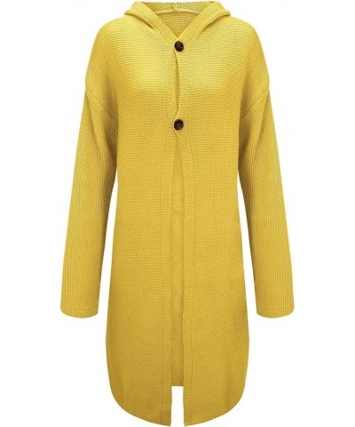 Womens Coats Winter,Women's Double Breasted Long Trench Coat Classic Lapel Slim Sweater Coat Overcoat with Hooded A02yellow $...