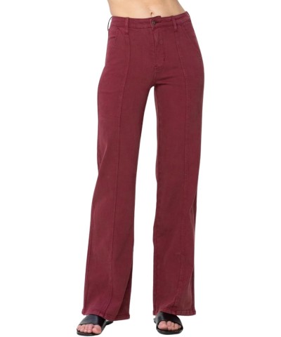 High Rise Front Seam Straight Jeans in Burgundy $41.31 Jeans