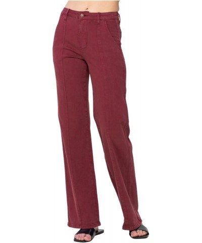 High Rise Front Seam Straight Jeans in Burgundy $41.31 Jeans