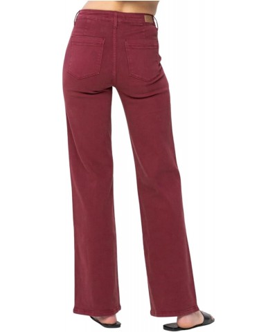 High Rise Front Seam Straight Jeans in Burgundy $41.31 Jeans