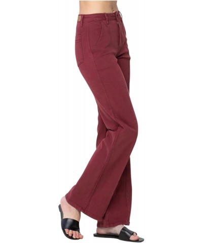 High Rise Front Seam Straight Jeans in Burgundy $41.31 Jeans